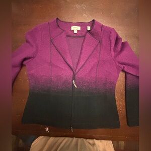 Woman’s venario wool blend zip up purple black ombré Schacket blazer medium prep